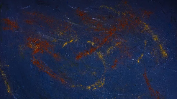 Κάτοψη Των Μπαχαρικών Σκούρο Μπλε Επιφάνεια — Φωτογραφία Αρχείου