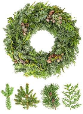 Köknar Ladin çam çırpı koniler ile gelen Noel çelenk