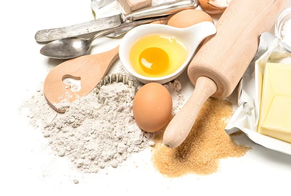Food background. Dough preparation. Baking ingredients — Stock Photo, Image