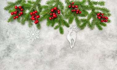 Süsler dekorasyon Noel sınır kırmızı çilek gümüş