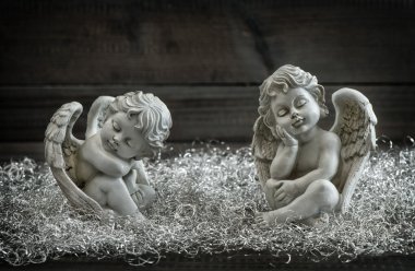Koruyucu melek. Noel dekorasyonu. Çocuk kayıp