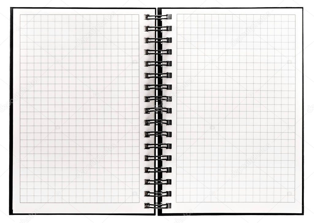 Notebook with spiral binder Open book white background