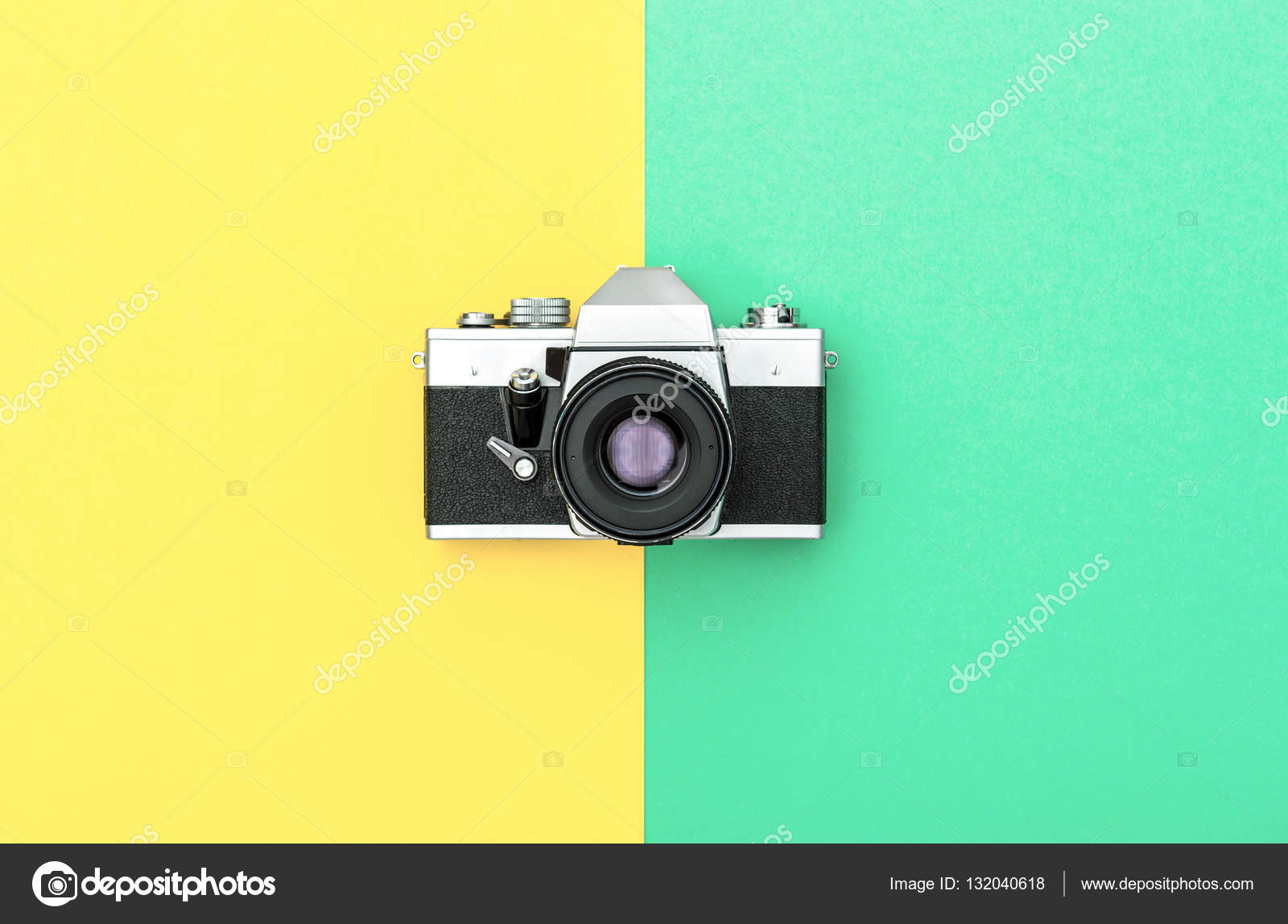 Vintage Camera Color Background Retro Style Minimalistic