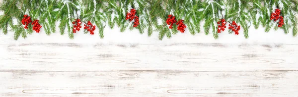 Decoración de Navidad Banner de fiestas florales Árbol de hoja perenne branc — Foto de Stock