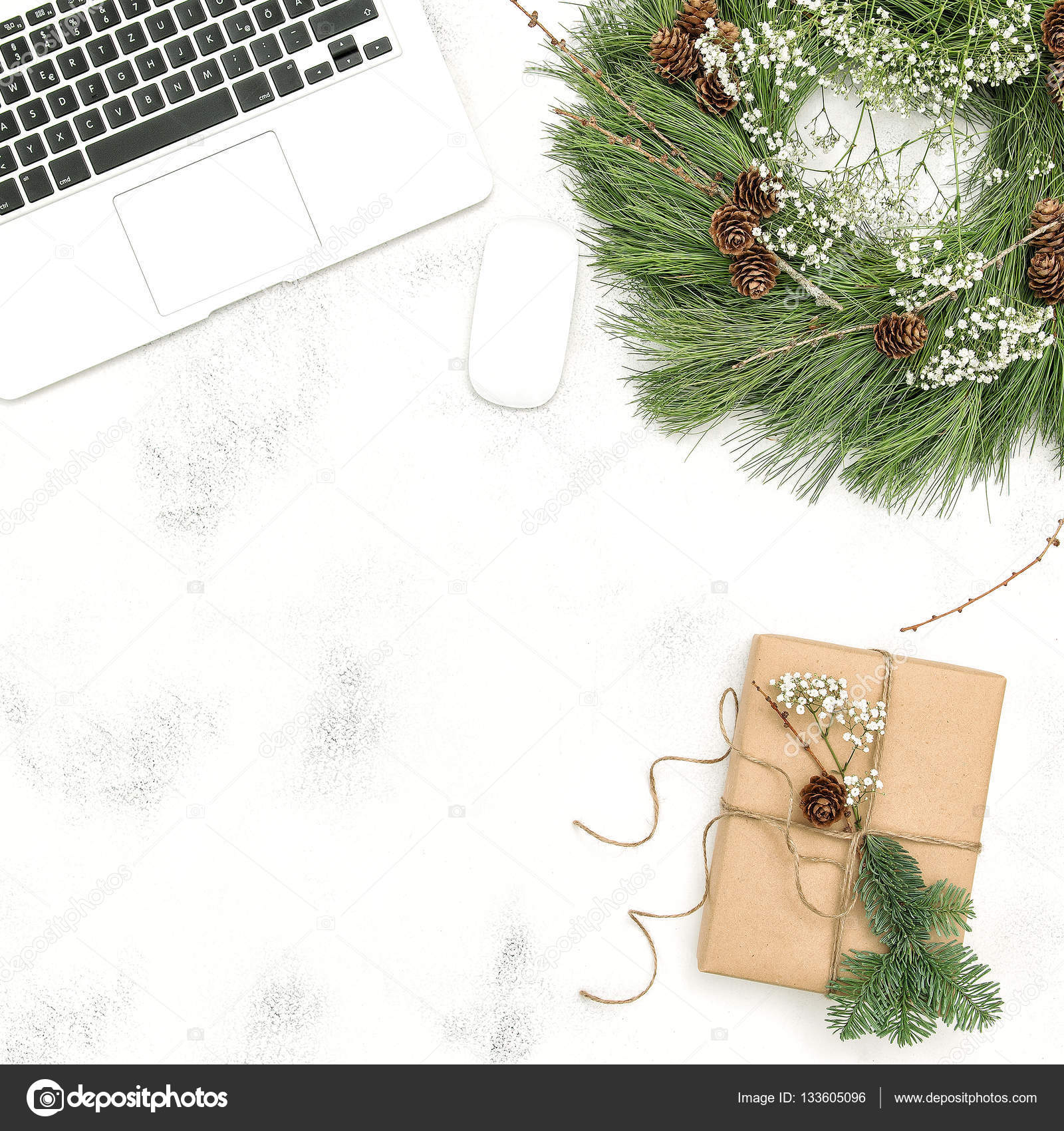 Büro Schreibtisch Laptop Weihnachtsdekoration Geschenk