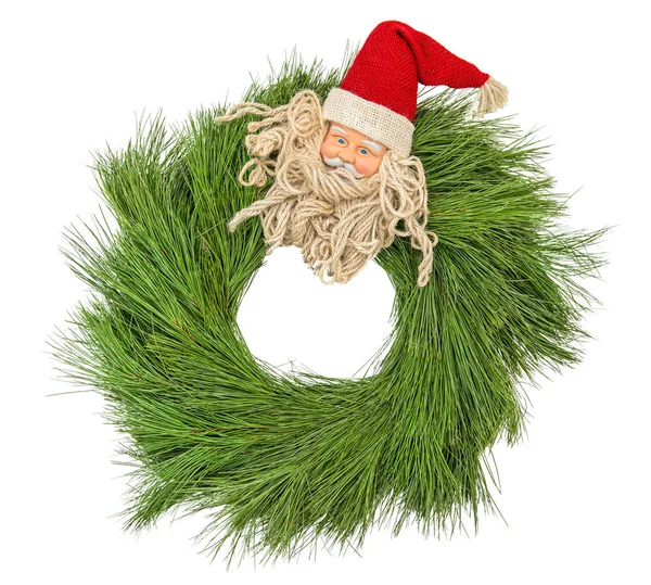 Christmas wreath decoration Santa Claus isolated white backgroun — Stock Photo, Image