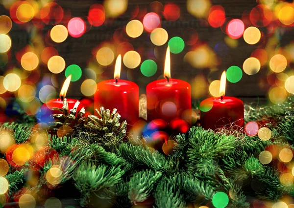 Advent decoration burning candles — Stock Photo, Image