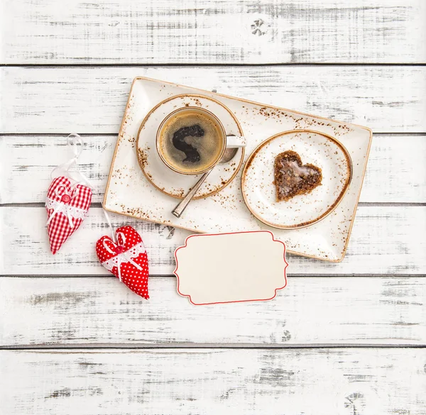 Romantyczne śniadanie Kawa i ciasteczka — Zdjęcie stockowe