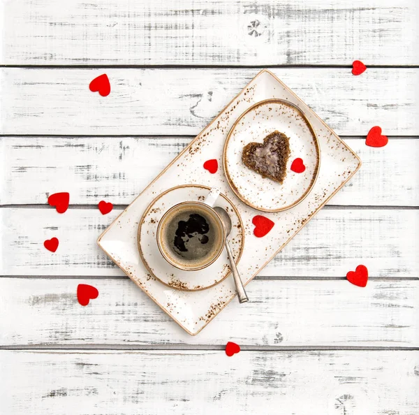 Romantyczne śniadanie Kawa i ciasteczka — Zdjęcie stockowe