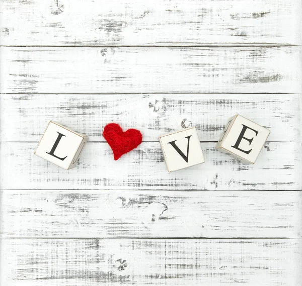 Letter LOVE red heart Valentines day — Stock Photo, Image