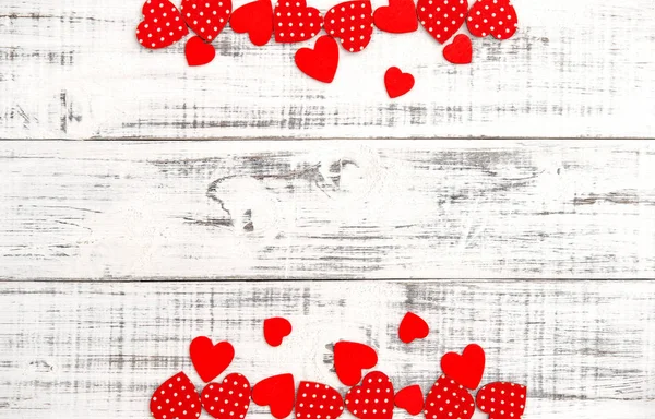 Red hearts wooden background Valentines Day Love — Stock Photo, Image