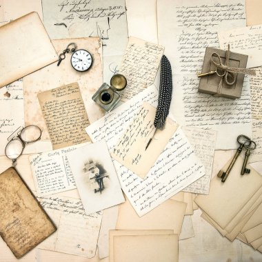 Eski mektup ve kartpostallar vintage Aksesuar antika fotoğraf