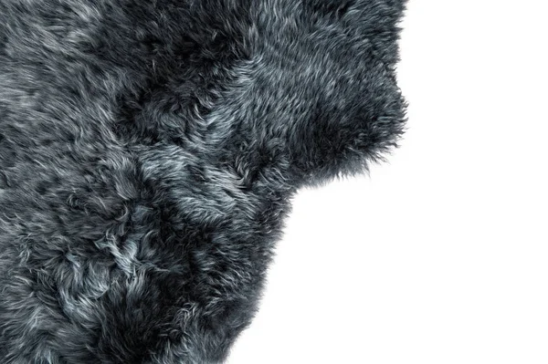 羊の毛皮の灰色の羊皮の敷物背景テクスチャ — ストック写真