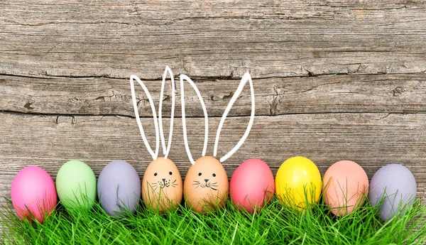 Påsk ägg söta kaninen rolig dekoration Glad påsk Stockbild