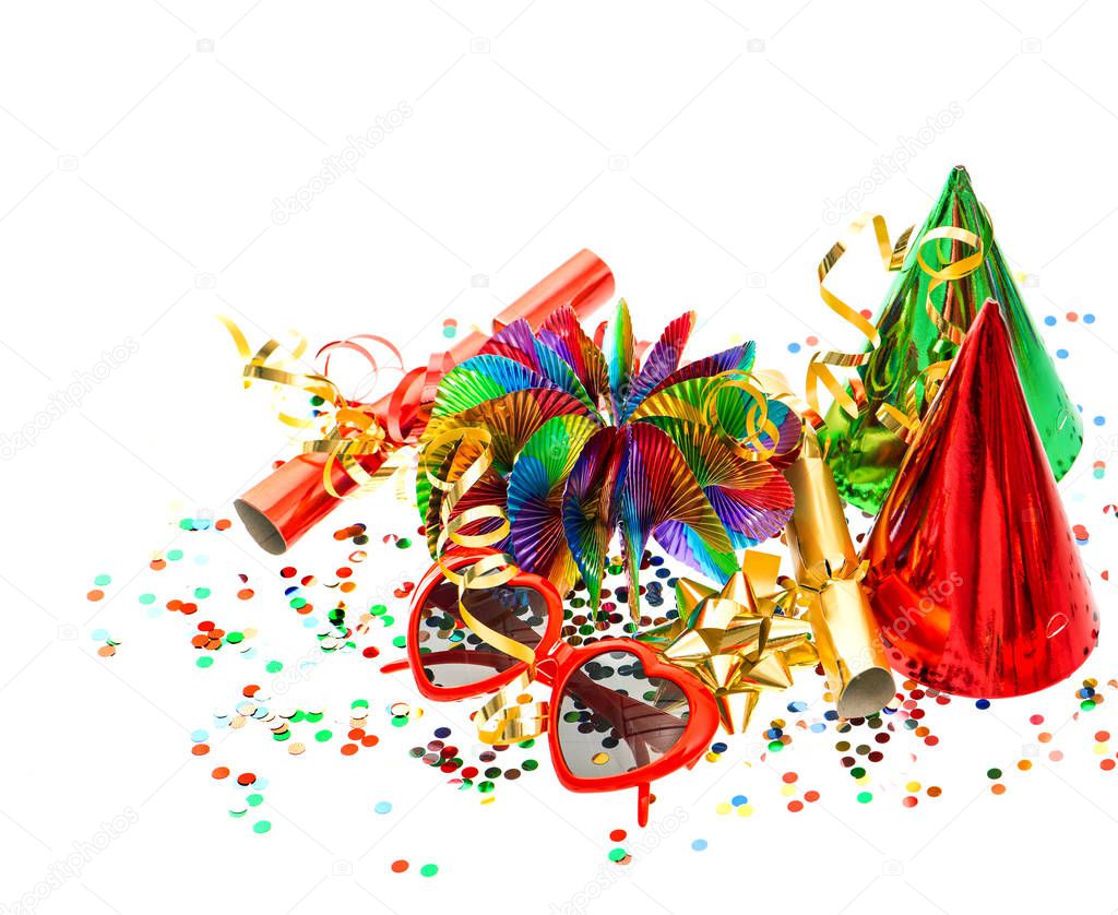 Party decoration serpentine confetti Holidays background