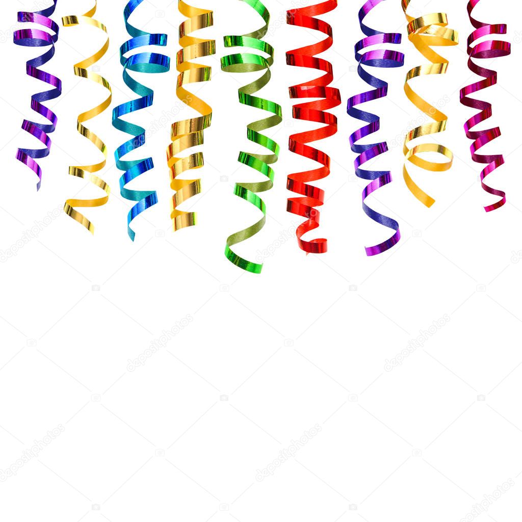 Colorful streamer isolated white background Party decoration