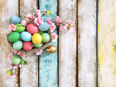 Easter eggs flower decoration vibrant vintage toned clipart