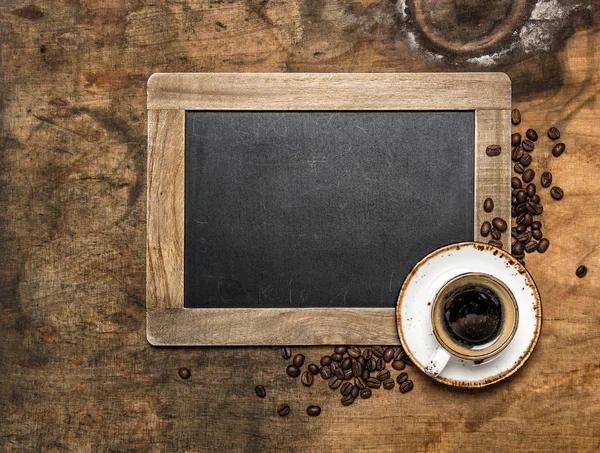 Kaffee Vintage Kreidetafel Holz Hintergrund — Stockfoto