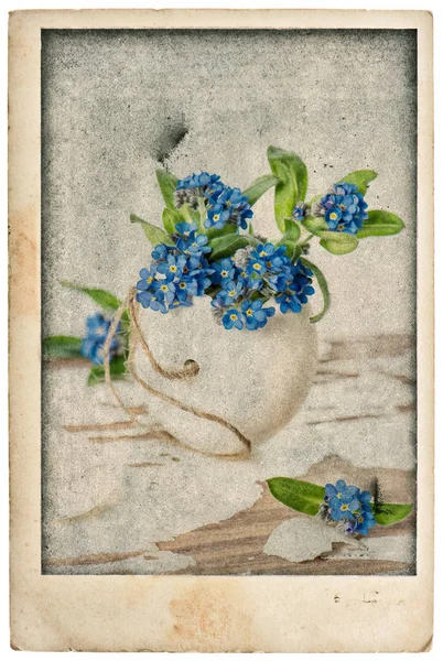 Osterblumen Eier Vintage Postkarte Stil — Stockfoto