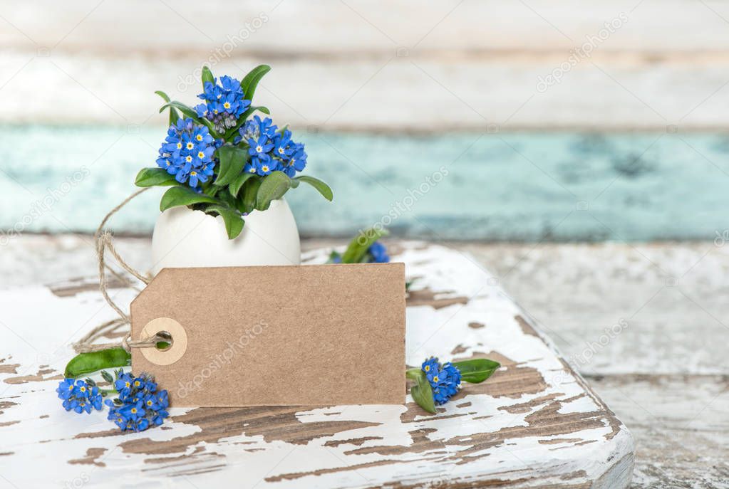 Forget me not flowers paper tag Holidays decoration