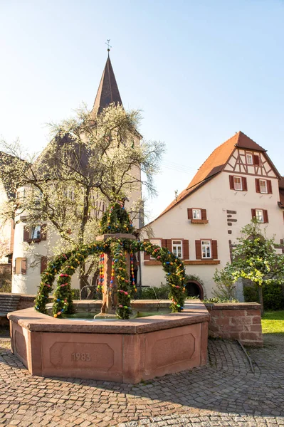 Traditional german easter eggs decoration Osterbrunnen — Stock Photo, Image