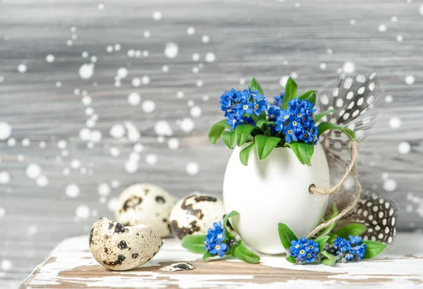 부활절 계란 꽃 장식 달걀 껍질 빈티지 스타일 — 스톡 사진