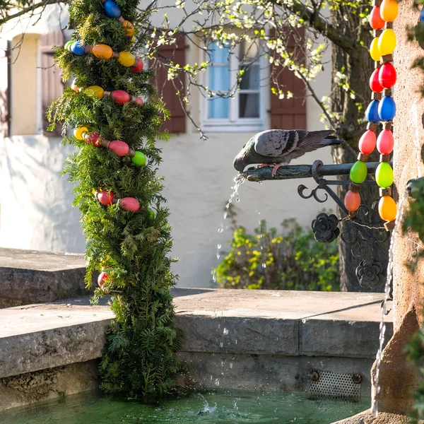Traditional german Easter fountain decoration — Stock Photo, Image