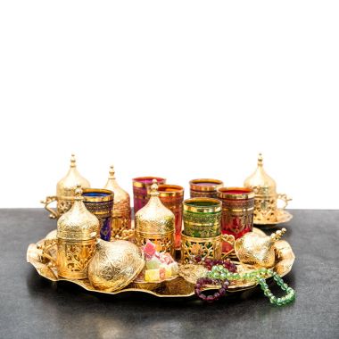 Ramazan kareem tatil dekorasyon Arapça çay kahve servisi