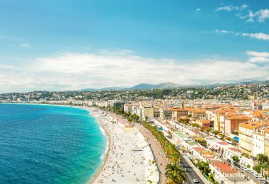 Güzel Fransa Promenade Anglais Fransız Rivierası manzara
