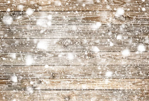 Wooden background Wood texture snow Winter holidays — Stock Photo, Image