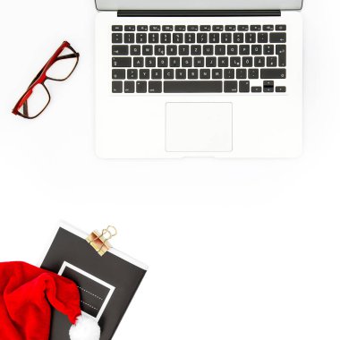 Düz yatıyordu Noel dekorasyonu Ofis işyeri dizüstü