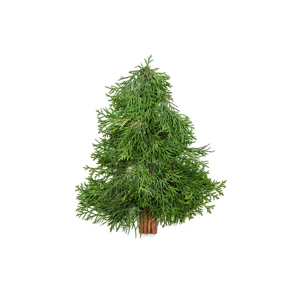Kerstboom minimale plat leggen witte achtergrond — Stockfoto