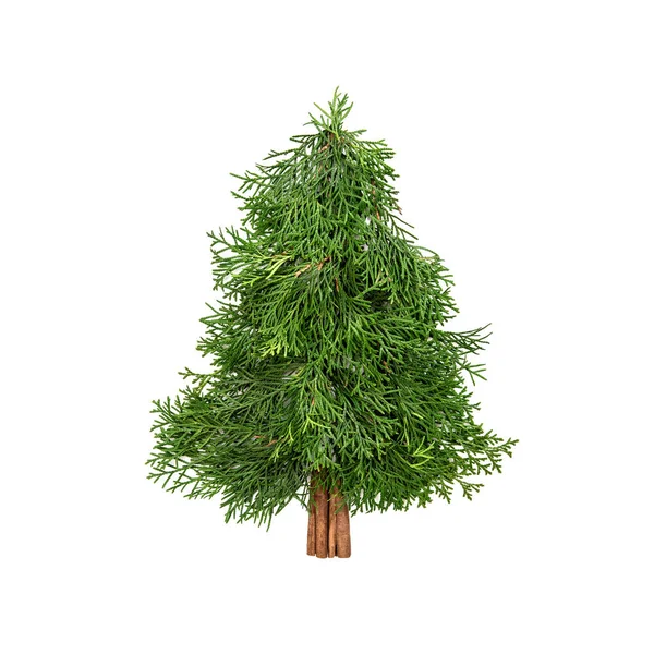 Stylish Christmas tree Minimalistic flat lay — Stock Photo, Image