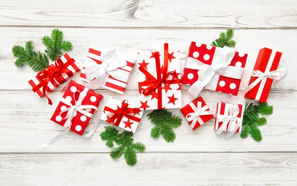 Decoración de Navidad Cajas de regalo Banner de vacaciones — Foto de Stock