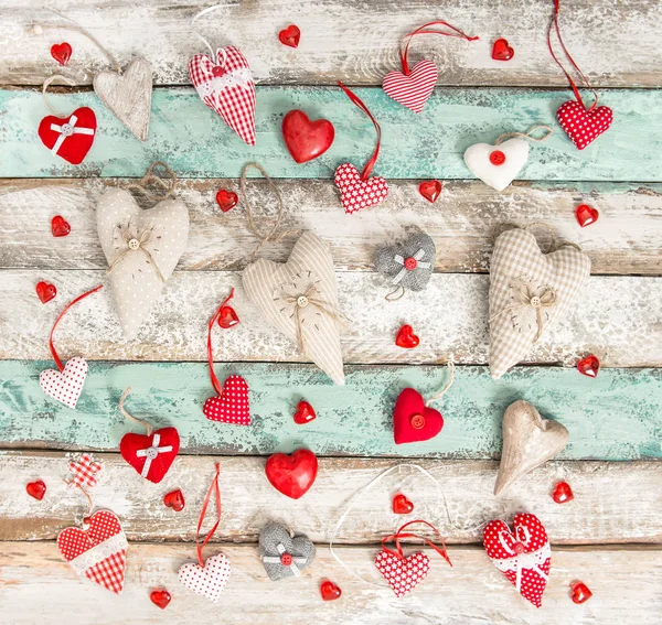 Coeurs rouges décoration Amour Saint Valentin — Photo