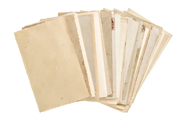 Hojas de papel usadas Postales antiguas aisladas fondo blanco — Foto de Stock