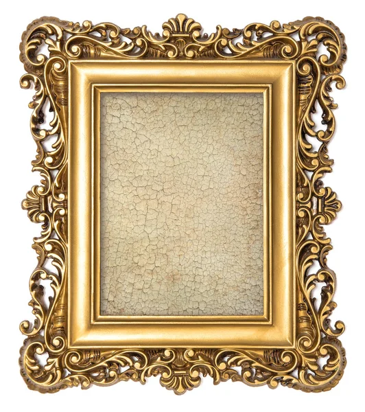 Vintage Golden Frame Leere Grunge rissige Leinwand — Stockfoto