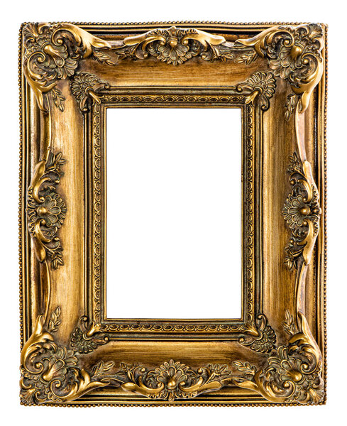 Золотая рамка изолированный белый фон

