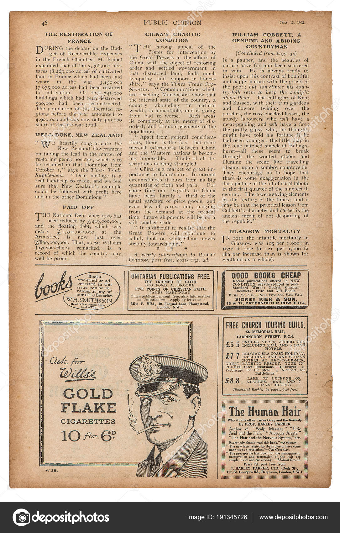 Newspaper Page English Text Advertising Pictures Vintage Magazin Stock Photo By C Liligraphie