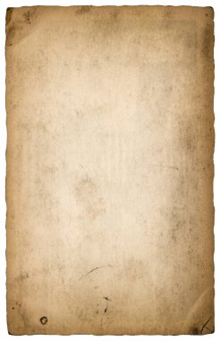 Kağıt levha kenarları izole beyaz arka plan vintage kullanılan