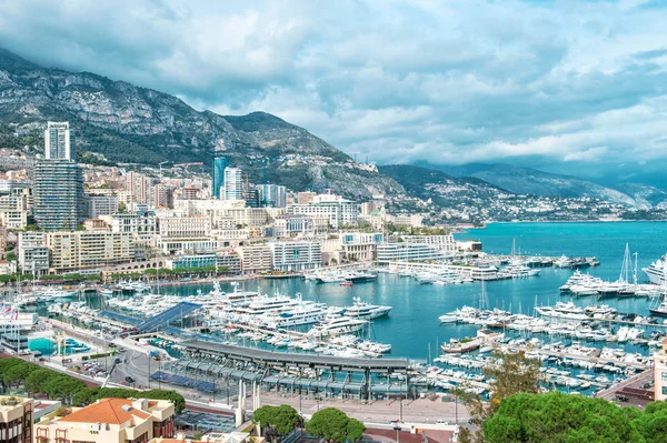 Visa Monaco hamnen port Hercules Medelhavet landskap — Stockfoto