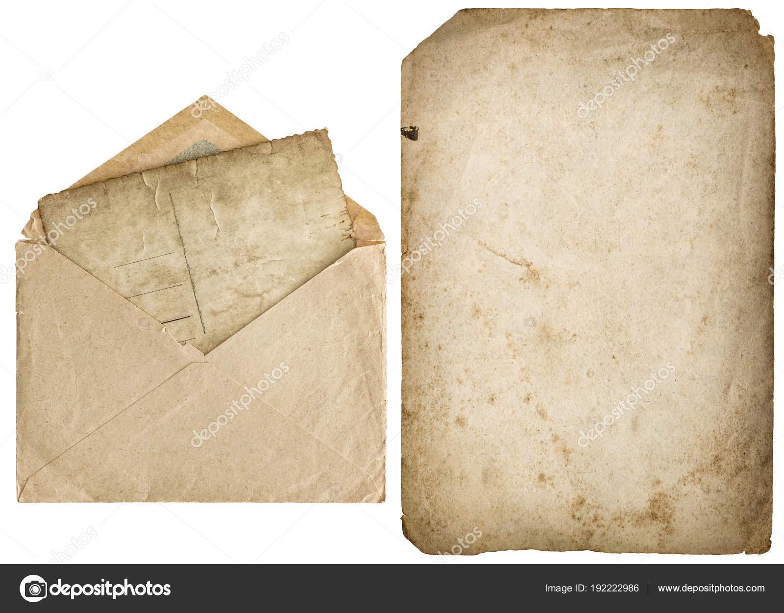 Ancienne page papier enveloppe vintage fond blanc image libre de droit par  LiliGraphie © #192222986