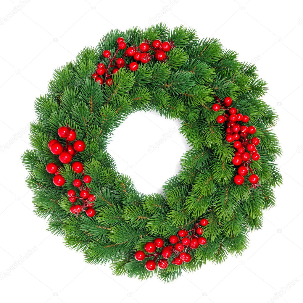 Christmas decoration evergreen wreath red berries