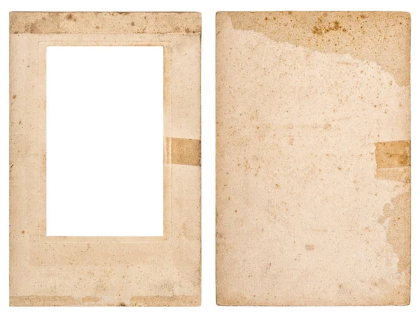 Used paper sheet Old photo frame stains white background — Stock Photo, Image