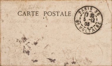 Kullanılmış kirli kağıt Vintage posta kartı damgası