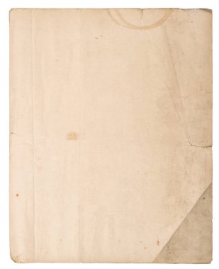 Eski kullanılmış kağıt sayfa izole edilmiş beyaz arkaplan
