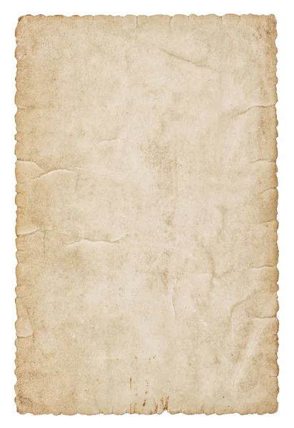 Paper sheet Vintage used cardboard isolated white background — 스톡 사진