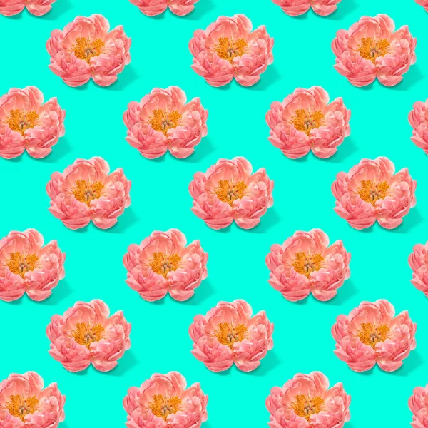 Peonia fiore turchese blu sfondo Seamless pattern texture — Foto Stock