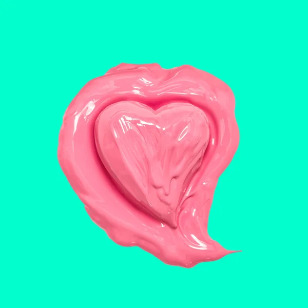 Pink heart neon green background Trendy pop art Valentines da — ストック写真