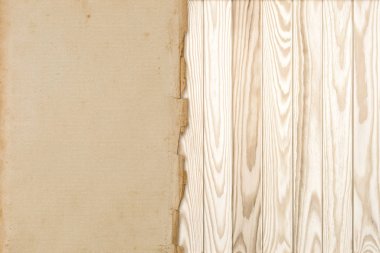 Ahşap arkaplanda kullanılmış eski kağıt dokusu